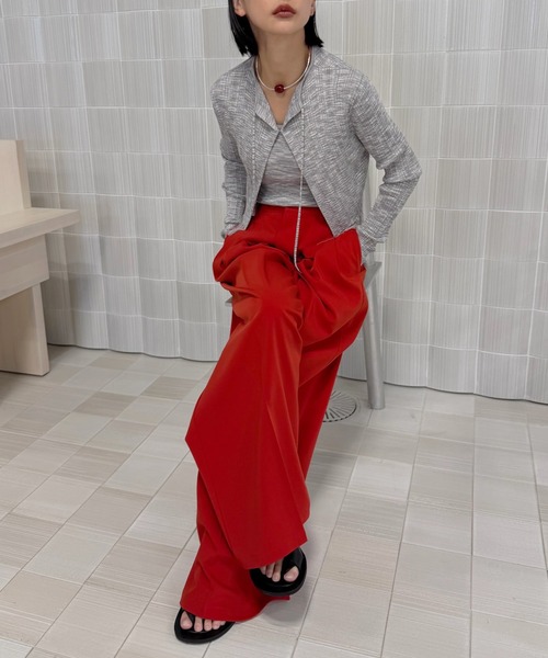Ameri(アメリ)の「FRINGE CARDIGAN WITH CAMISOLE(その他トップス・レディース・グレー/ネイビー/パープル・FREE)」の18枚目の写真