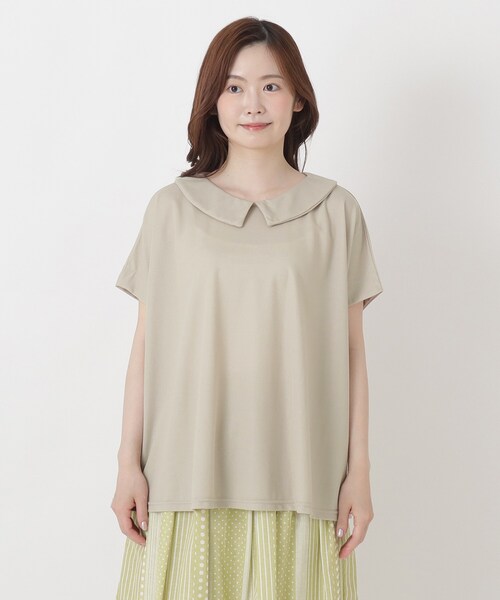 one'sterrace(ワンズテラス)の「【ひんやり】接触冷感 ポロ風鹿の子プルオーバー(Tシャツ/カットソー・レディース・ブラック系8/ネイビー系5/ベージュ系8・02)」の4枚目の写真