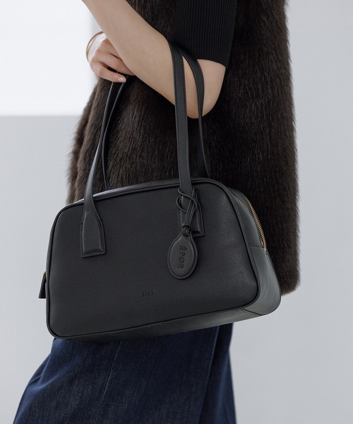 E'POR(エポール)の「【E'POR】TWO BOSTON BAG Medium/撥水・26AW新型(ハンドバッグ・レディース・ブラック/ダークブラウン・FREE)」の1枚目の写真