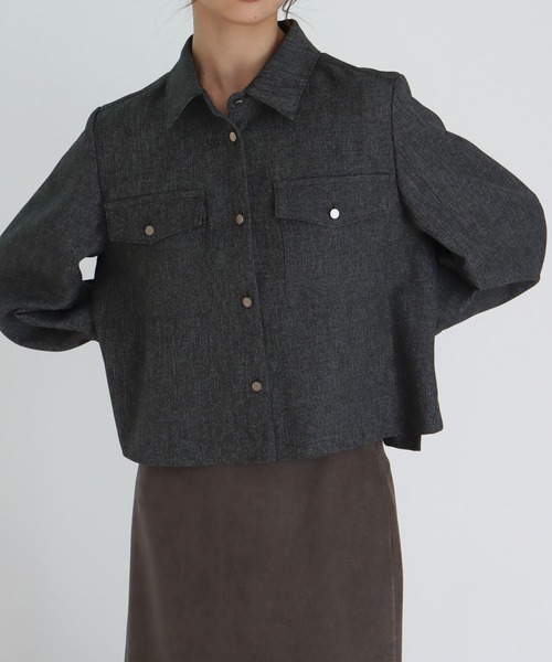 DRESSLAVE（ドレスレイブ）の「【B7/ベーセッツ】shirt blouson(シャツブルゾン)（ブルゾン・レディース・ブラウン/グレー・38）」の2枚目の写真