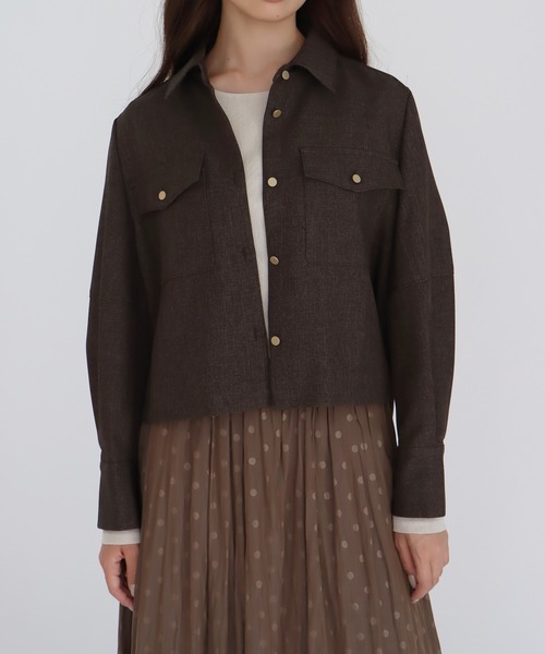 DRESSLAVE（ドレスレイブ）の「【B7/ベーセッツ】shirt blouson(シャツブルゾン)（ブルゾン・レディース・ブラウン/グレー・38）」の7枚目の写真