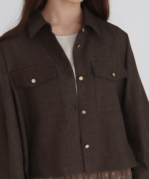 DRESSLAVE（ドレスレイブ）の「【B7/ベーセッツ】shirt blouson(シャツブルゾン)（ブルゾン・レディース・ブラウン/グレー・38）」の8枚目の写真