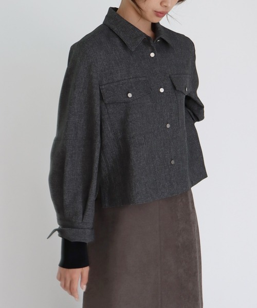 DRESSLAVE（ドレスレイブ）の「【B7/ベーセッツ】shirt blouson(シャツブルゾン)（ブルゾン・レディース・ブラウン/グレー・38）」の14枚目の写真