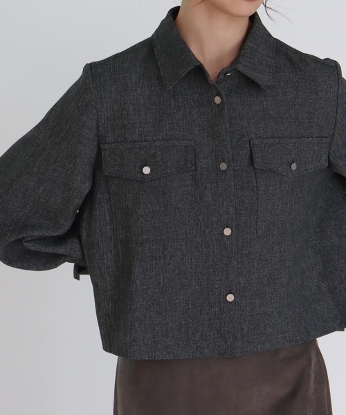 DRESSLAVE（ドレスレイブ）の「【B7/ベーセッツ】shirt blouson(シャツブルゾン)（ブルゾン・レディース・ブラウン/グレー・38）」の15枚目の写真