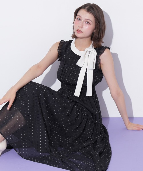 JILL by JILL STUART(ジルバイジルスチュアート)の「サイドリボンフレアワンピース(ワンピース・レディース・ブラック系その他/ピンク/ホワイト・FREE)」の1枚目の写真