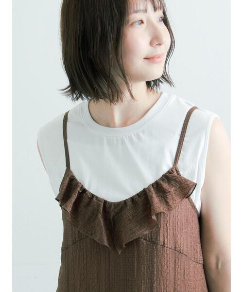 Te chichi(テチチ)の「【接触冷感/UVカット】ノースリチュニック(Tシャツ/カットソー・レディース・チャコールグレー/レッド/オフホワイト/カーキ・F)」の2枚目の写真