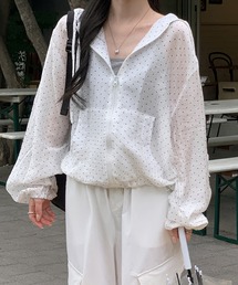 ドット柄シアージップアップパーカー