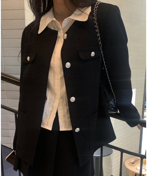 MERRYON(メリオン)の「エリンハーフジャケット(テーラードジャケット・レディース・ミント/ネイビー・FREE)」の3枚目の写真