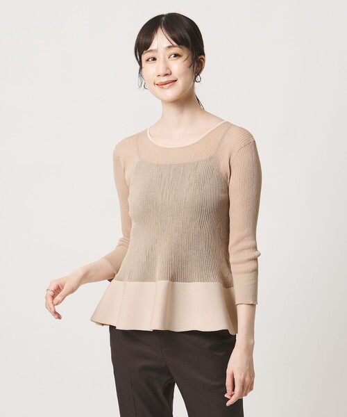 UNITED ARROWS(ユナイテッドアローズ)の「シアー リボン 2WAYカーディガン ‐ウォッシャブル‐(カーディガン/ボレロ・レディース・ブラック/ベージュ/ネイビー・FREE)」の2枚目の写真