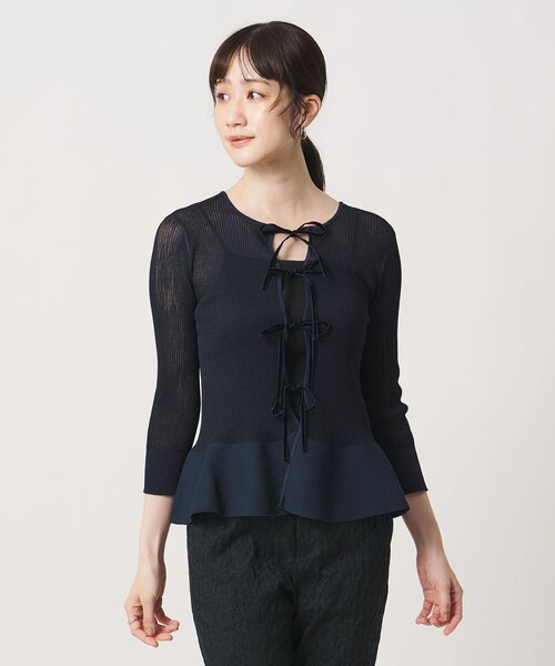 UNITED ARROWS(ユナイテッドアローズ)の「シアー リボン 2WAYカーディガン ‐ウォッシャブル‐(カーディガン/ボレロ・レディース・ブラック/ベージュ/ネイビー・FREE)」の17枚目の写真