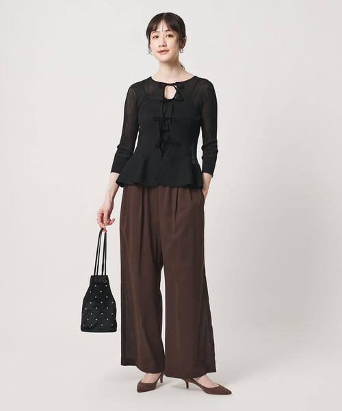 UNITED ARROWS(ユナイテッドアローズ)の「シアー リボン 2WAYカーディガン ‐ウォッシャブル‐(カーディガン/ボレロ・レディース・ブラック/ベージュ/ネイビー・FREE)」の21枚目の写真