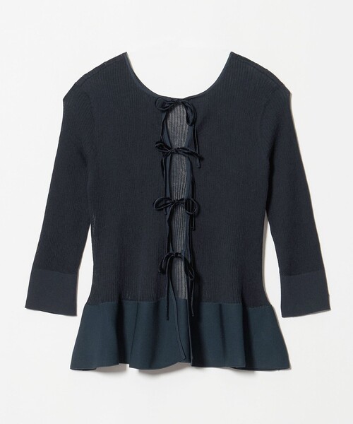 UNITED ARROWS(ユナイテッドアローズ)の「シアー リボン 2WAYカーディガン ‐ウォッシャブル‐(カーディガン/ボレロ・レディース・ブラック/ベージュ/ネイビー・FREE)」の10枚目の写真