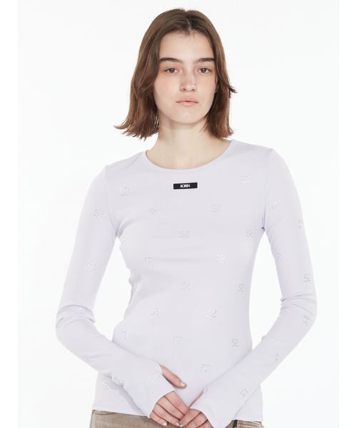 SORIN(ソリン )の「Smotif Jewerly Long T-shirt / SモチーフジュエリーロングTシャツ(Tシャツ/カットソー・レディース・ホワイト/ブラック/ライトブラウン/ライラック・38)」の5枚目の写真