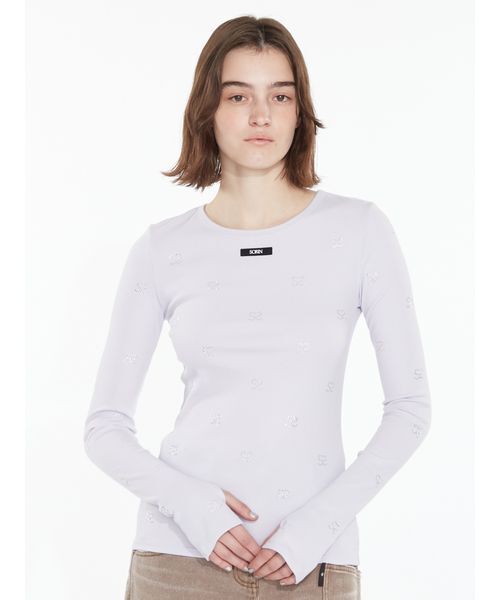 SORIN(ソリン )の「Smotif Jewerly Long T-shirt / SモチーフジュエリーロングTシャツ(Tシャツ/カットソー・レディース・ホワイト/ブラック/ライトブラウン/ライラック・38)」の6枚目の写真