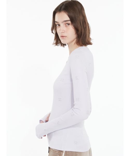 SORIN(ソリン )の「Smotif Jewerly Long T-shirt / SモチーフジュエリーロングTシャツ(Tシャツ/カットソー・レディース・ホワイト/ブラック/ライトブラウン/ライラック・38)」の7枚目の写真