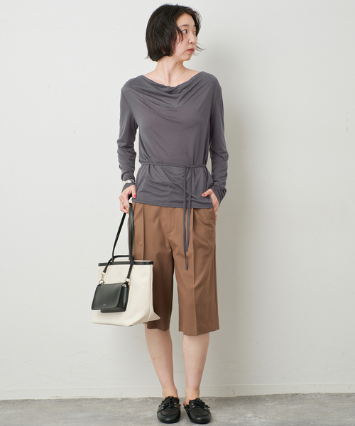 SLOBE IENA(スローブイエナ)の「2WAYドレープ タイ付きカットソー(Tシャツ/カットソー・レディース・チャコールグレー/ホワイト/レッド・FREE)」の4枚目の写真