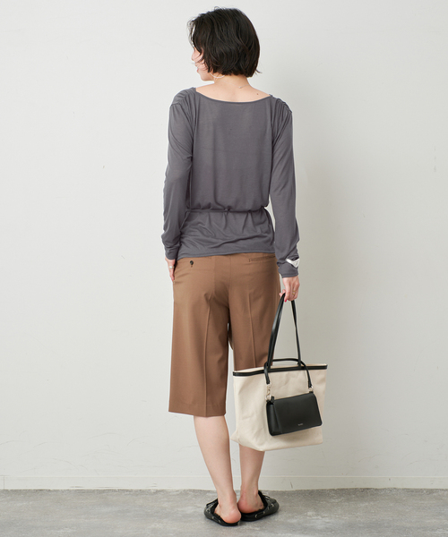 SLOBE IENA(スローブイエナ)の「2WAYドレープ タイ付きカットソー(Tシャツ/カットソー・レディース・チャコールグレー/ホワイト/レッド・FREE)」の6枚目の写真