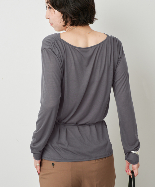 SLOBE IENA(スローブイエナ)の「2WAYドレープ タイ付きカットソー(Tシャツ/カットソー・レディース・チャコールグレー/ホワイト/レッド・FREE)」の8枚目の写真