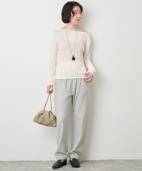 SLOBE IENA(スローブイエナ)の「2WAYドレープ タイ付きカットソー(Tシャツ/カットソー・レディース・チャコールグレー/ホワイト/レッド・FREE)」の9枚目の写真