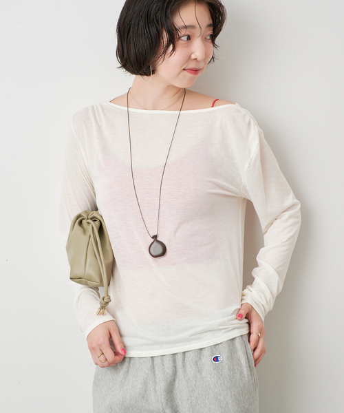 SLOBE IENA(スローブイエナ)の「2WAYドレープ タイ付きカットソー(Tシャツ/カットソー・レディース・チャコールグレー/ホワイト/レッド・FREE)」の13枚目の写真
