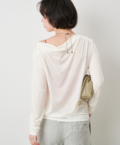 SLOBE IENA(スローブイエナ)の「2WAYドレープ タイ付きカットソー(Tシャツ/カットソー・レディース・チャコールグレー/ホワイト/レッド・FREE)」の16枚目の写真