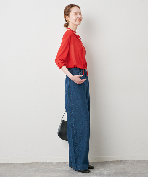 SLOBE IENA(スローブイエナ)の「2WAYドレープ タイ付きカットソー(Tシャツ/カットソー・レディース・チャコールグレー/ホワイト/レッド・FREE)」の20枚目の写真