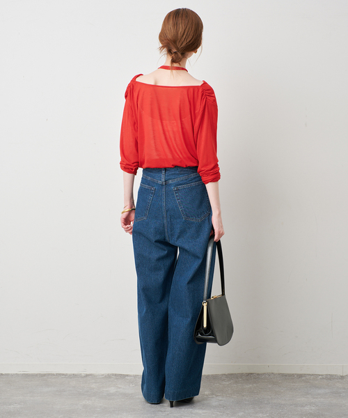 SLOBE IENA(スローブイエナ)の「2WAYドレープ タイ付きカットソー(Tシャツ/カットソー・レディース・チャコールグレー/ホワイト/レッド・FREE)」の21枚目の写真