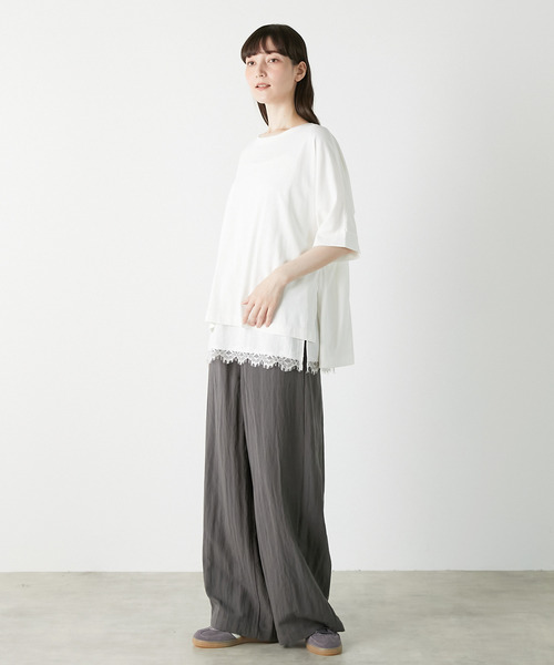 LOGEMENT DE CLAIRE（ロジュモンドクレール）の「ドルマンTシャツ（Tシャツ/カットソー・レディース・ブラック/ブルー系その他/オフホワイト・FREE）」の4枚目の写真