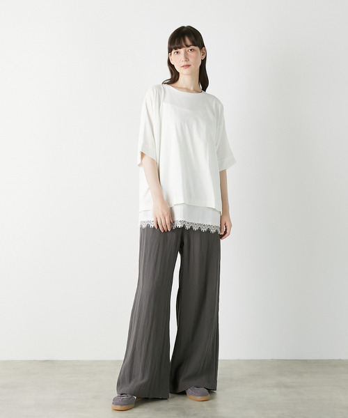 LOGEMENT DE CLAIRE（ロジュモンドクレール）の「ドルマンTシャツ（Tシャツ/カットソー・レディース・ブラック/ブルー系その他/オフホワイト・FREE）」の10枚目の写真