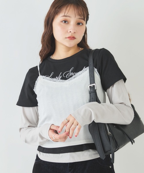 archives(アルシーヴ)の「3ピースレイヤードカットTOPS(Tシャツ/カットソー・レディース・オフホワイト/ブラック・MEDIUM)」の3枚目の写真