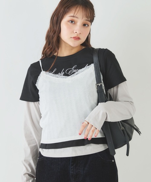 archives(アルシーヴ)の「3ピースレイヤードカットTOPS(Tシャツ/カットソー・レディース・オフホワイト/ブラック・MEDIUM)」の5枚目の写真