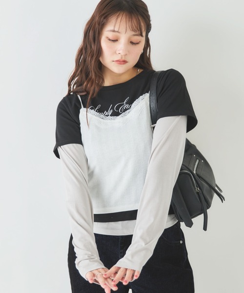 archives(アルシーヴ)の「3ピースレイヤードカットTOPS(Tシャツ/カットソー・レディース・オフホワイト/ブラック・MEDIUM)」の7枚目の写真