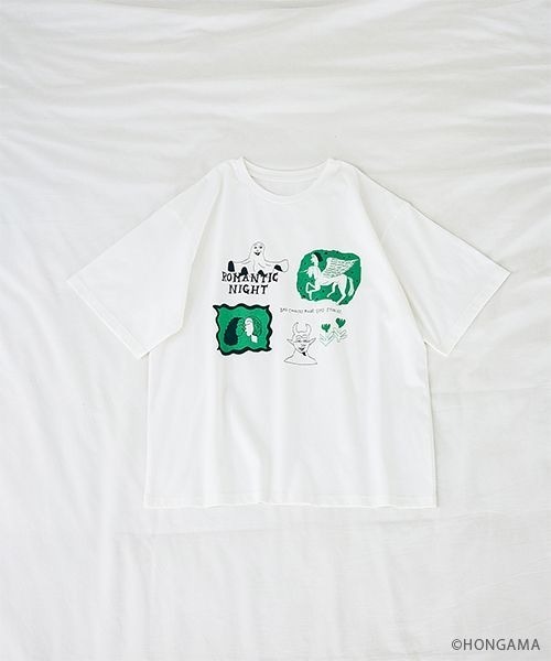 JEANASIS（ジーナシス）の「【HONGAMA】プリントTEE SS/1061794（Tシャツ/カットソー・レディース・ホワイト/グレー/ブラウン・FREE）」の3枚目の写真