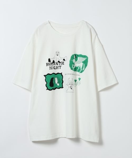 JEANASIS（ジーナシス）の「【HONGAMA】プリントTEE SS/1061794（Tシャツ/カットソー・レディース・ホワイト/グレー/ブラウン・FREE）」の5枚目の写真