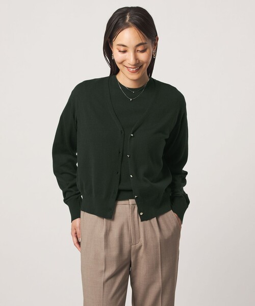 A DAY IN THE LIFE UNITED ARROWS(アデイインザライフユナイテッドアローズ)の「ウールブレンド カーディガン+ショートスリーブニット ‐セットアイテム・ウォッシャブル‐<A DAY IN THE LIFE>(ニット/セーター・レディース・ライトグレー/ブラック/ダークグリーン・FREE)」の3枚目の写真