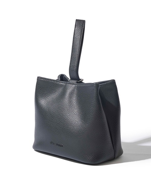 TETE HOMME(テットオム)の「【WEB限定】Split Leather One Handle Drawstring Bag / スプリットレザー ワンハンドル 巾着バッグ(ハンドバッグ・レディース・ブラック・FREE)」の1枚目の写真