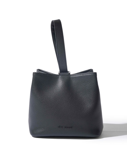 TETE HOMME(テットオム)の「【WEB限定】Split Leather One Handle Drawstring Bag / スプリットレザー ワンハンドル 巾着バッグ(ハンドバッグ・レディース・ブラック・FREE)」の2枚目の写真