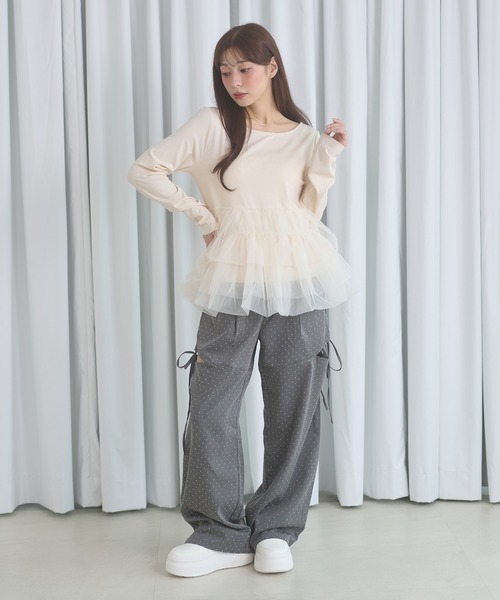 Ambre Neige（アンブルネージュ）の「tulle peplum tops / チュールペプラムトップス（Tシャツ/カットソー・レディース・チャコールグレー/ボルドー/アイボリー・FREE）」の17枚目の写真