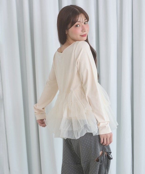 Ambre Neige（アンブルネージュ）の「tulle peplum tops / チュールペプラムトップス（Tシャツ/カットソー・レディース・チャコールグレー/ボルドー/アイボリー・FREE）」の16枚目の写真