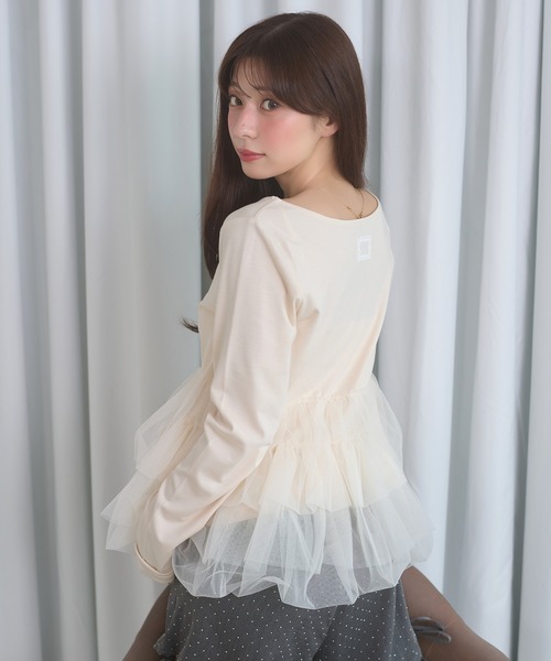 Ambre Neige（アンブルネージュ）の「tulle peplum tops / チュールペプラムトップス（Tシャツ/カットソー・レディース・チャコールグレー/ボルドー/アイボリー・FREE）」の15枚目の写真
