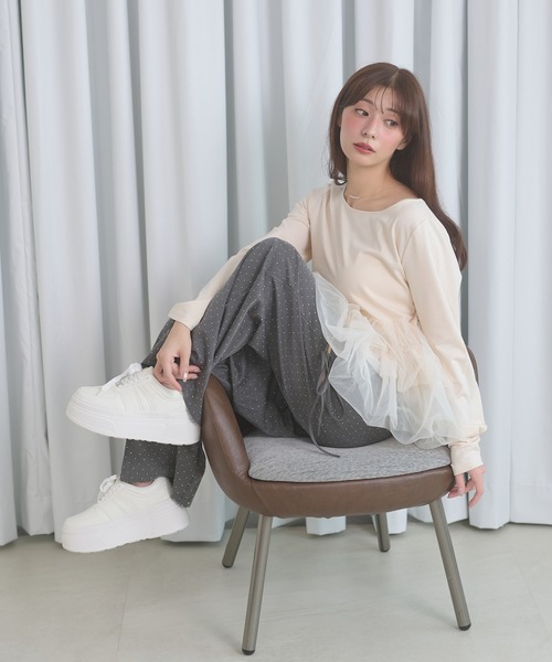 Ambre Neige（アンブルネージュ）の「tulle peplum tops / チュールペプラムトップス（Tシャツ/カットソー・レディース・チャコールグレー/ボルドー/アイボリー・FREE）」の7枚目の写真