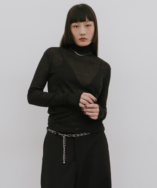 HANNE（アン）の「シアーハイネックロングスリーブTEE（Tシャツ/カットソー・レディース・レッド/ブラック/ホワイト・FREE）」の13枚目の写真