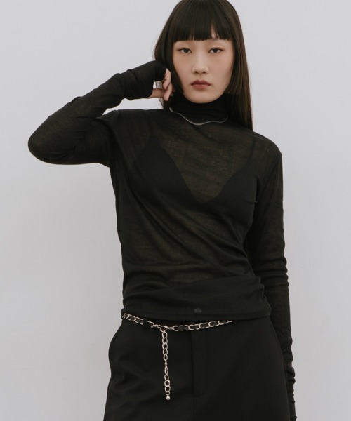 HANNE（アン）の「シアーハイネックロングスリーブTEE（Tシャツ/カットソー・レディース・レッド/ブラック/ホワイト・FREE）」の14枚目の写真