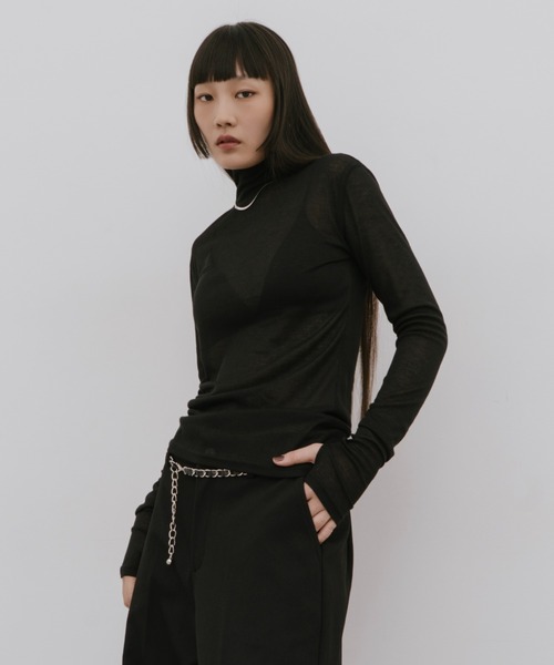 HANNE（アン）の「シアーハイネックロングスリーブTEE（Tシャツ/カットソー・レディース・レッド/ブラック/ホワイト・FREE）」の15枚目の写真