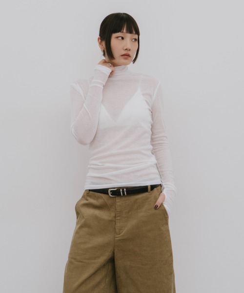 HANNE（アン）の「シアーハイネックロングスリーブTEE（Tシャツ/カットソー・レディース・レッド/ブラック/ホワイト・FREE）」の18枚目の写真