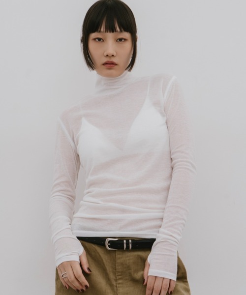 HANNE（アン）の「シアーハイネックロングスリーブTEE（Tシャツ/カットソー・レディース・レッド/ブラック/ホワイト・FREE）」の19枚目の写真