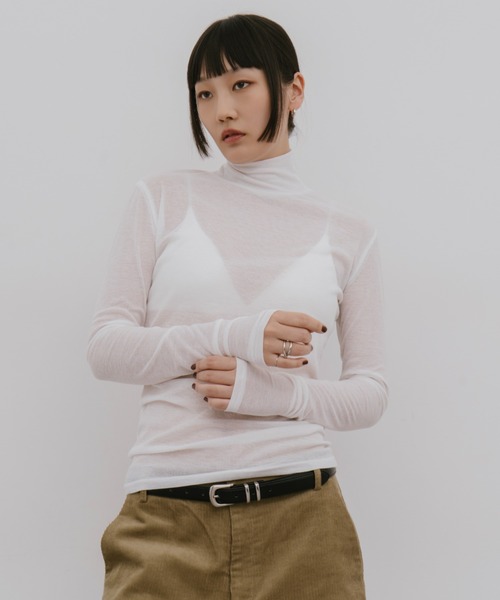 HANNE（アン）の「シアーハイネックロングスリーブTEE（Tシャツ/カットソー・レディース・レッド/ブラック/ホワイト・FREE）」の20枚目の写真
