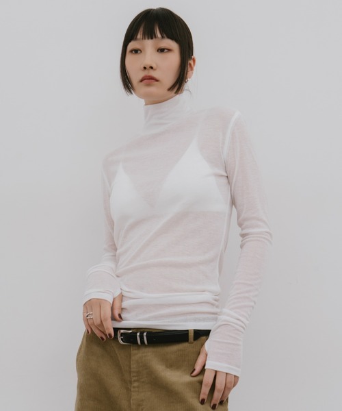 HANNE（アン）の「シアーハイネックロングスリーブTEE（Tシャツ/カットソー・レディース・レッド/ブラック/ホワイト・FREE）」の21枚目の写真