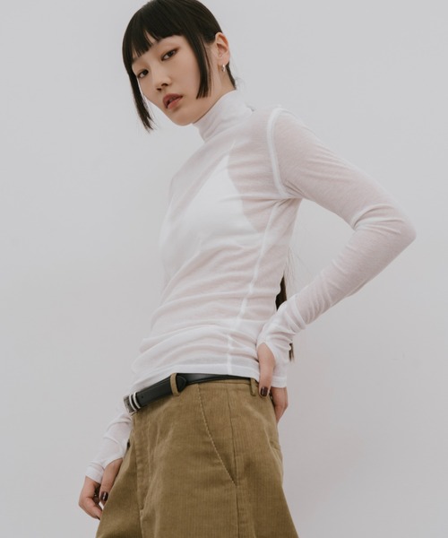 HANNE（アン）の「シアーハイネックロングスリーブTEE（Tシャツ/カットソー・レディース・レッド/ブラック/ホワイト・FREE）」の22枚目の写真
