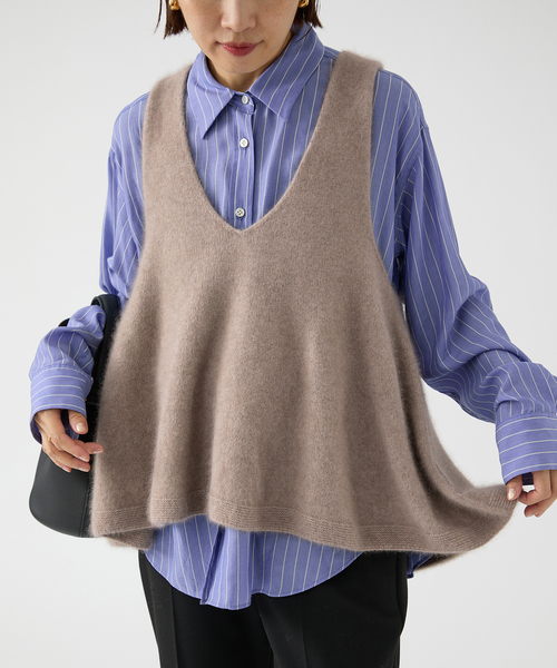 enrica(エンリカ)の「《追加》enrica/エンリカ FLARE KNIT TOP KNIT246(ニット/セーター・レディース・ウッド/チャコールグレー・FREE)」の4枚目の写真